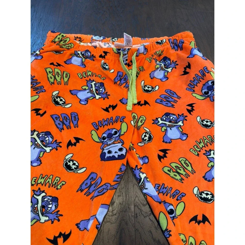 Disney Women's Stitch Orange Velour Drawstring Pocketed Jogger Pajama Pants‎ - Picture 2 of 3